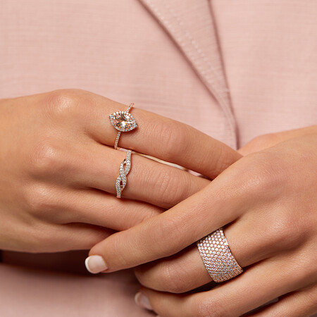 Halo Ring with Morganite & 0.20 Carat TW of Diamonds in 10kt Rose Gold Halo Ring with Morganite & 0.20 Carat TW of Diamonds in 10kt Rose Gold