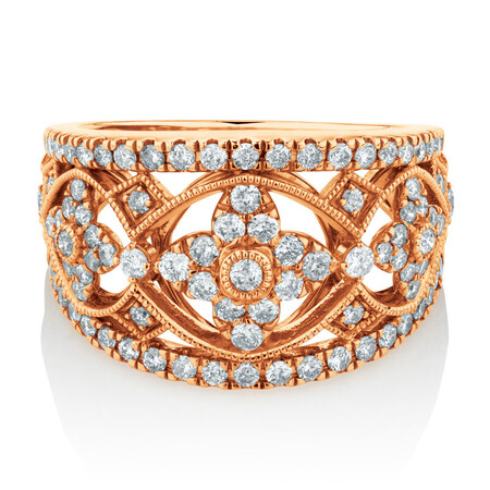 Ring with 1 Carat TW of Diamonds in 10kt Rose Gold Ring with 1 Carat TW of Diamonds in 10kt Rose Gold