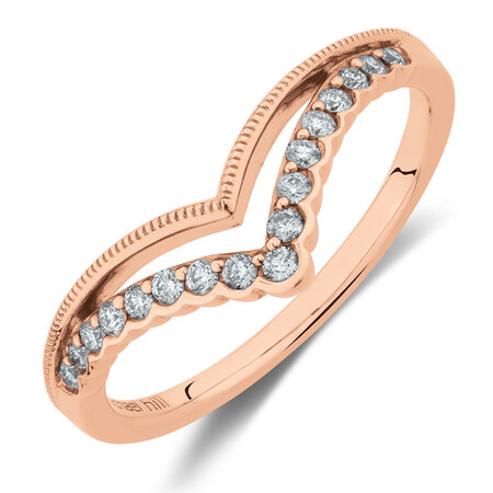 Evermore Chevron Wedding Band with 0.18 Carat TW of Diamonds in 10kt Rose Gold Evermore Chevron Wedding Band with 0.18 Carat TW of Diamonds in 10kt Rose Gold