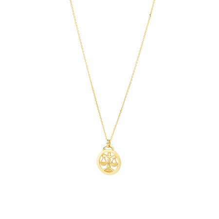 Libra Zodiac Pendant with Chain in 10kt Yellow Gold