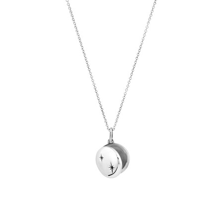 Mini Oval Locket with Cubic Zirconia in Sterling Silver Mini Oval Locket with Cubic Zirconia in Sterling Silver