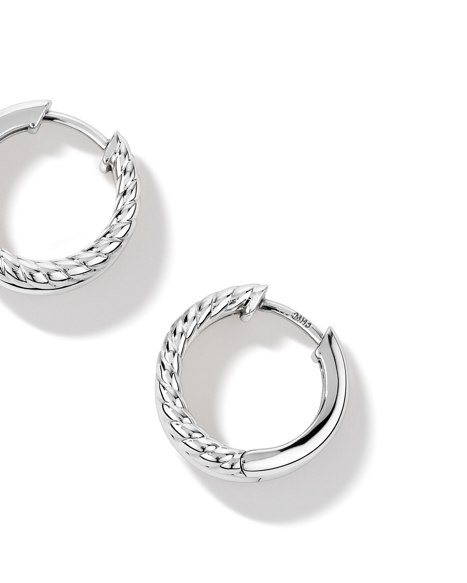 Textured Double Huggie Earrings in Sterling Silver