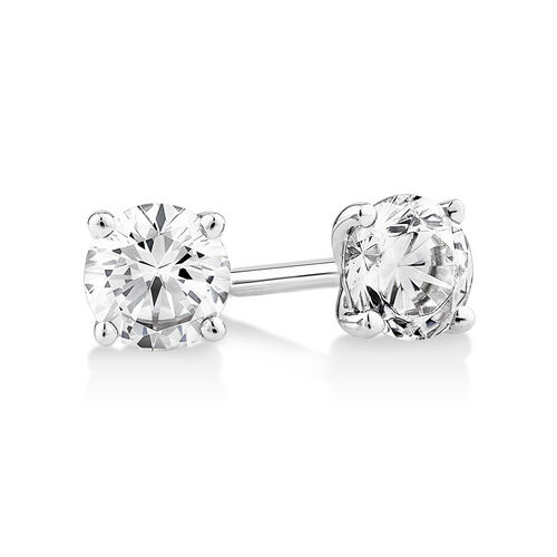 Certified 0.50 Carat TW Diamond Solitaire Stud Earrings in 18kt White Gold