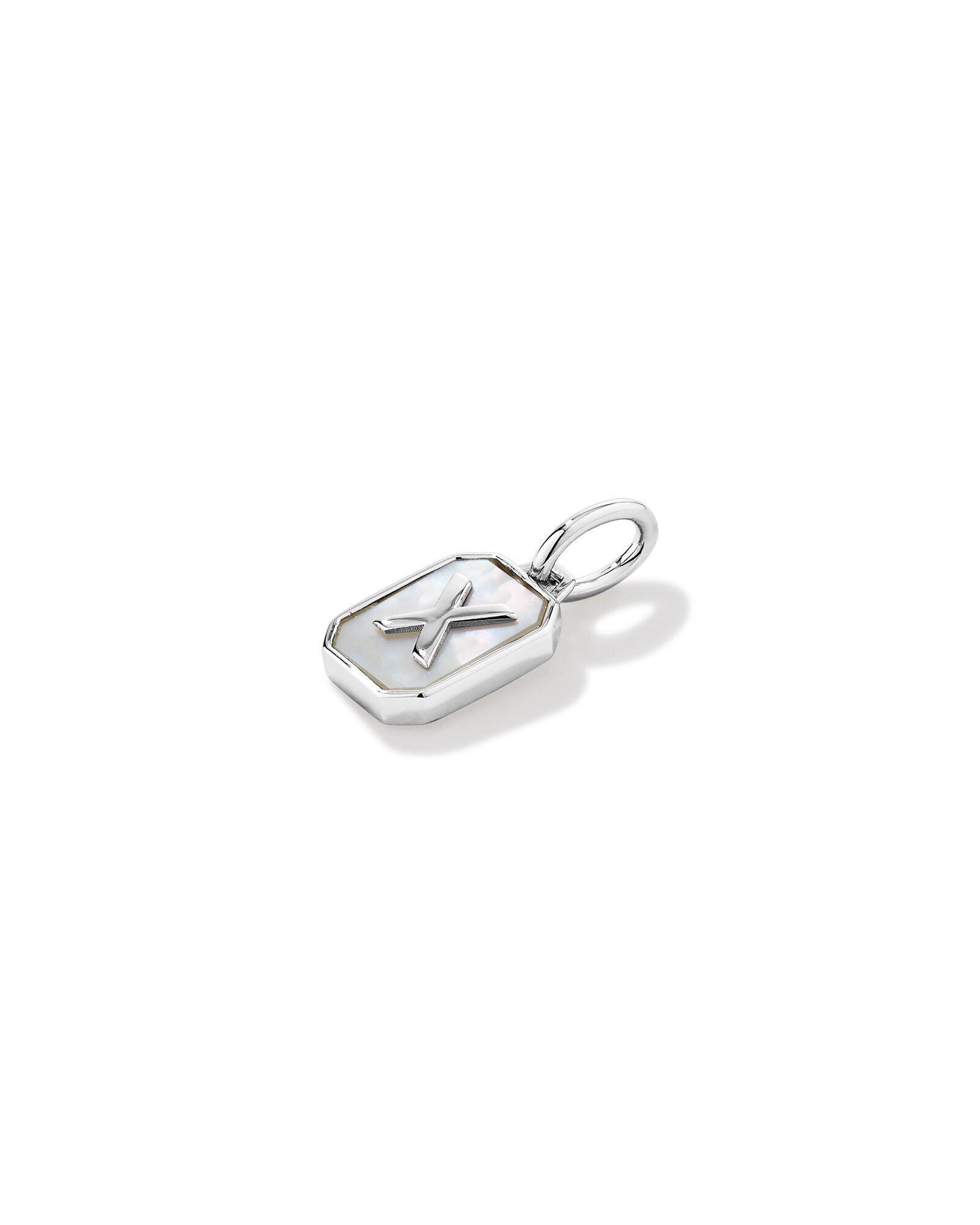 Letter Mother of Pearl Initial Pendant Sterling Silver