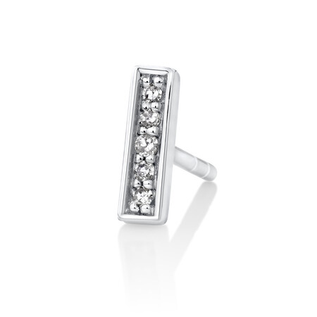 Men's Bar Stud Earring with Diamonds in 10kt White Gold Men's Bar Stud Earring with Diamonds in 10kt White Gold