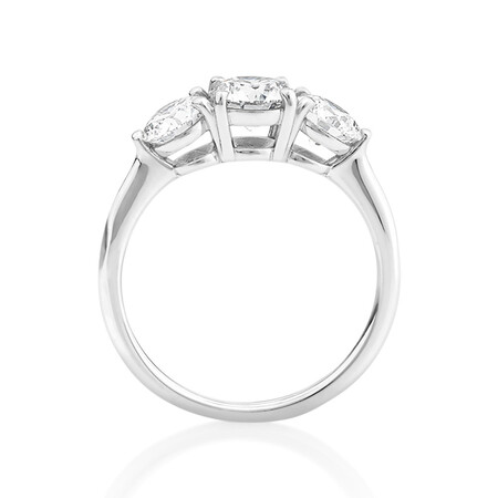 Laboratory-Created 1.70 Carat Oval Three Stone Diamond Ring In 14kt White Gold Laboratory-Created 1.70 Carat Oval Three Stone Diamond Ring In 14kt White Gold
