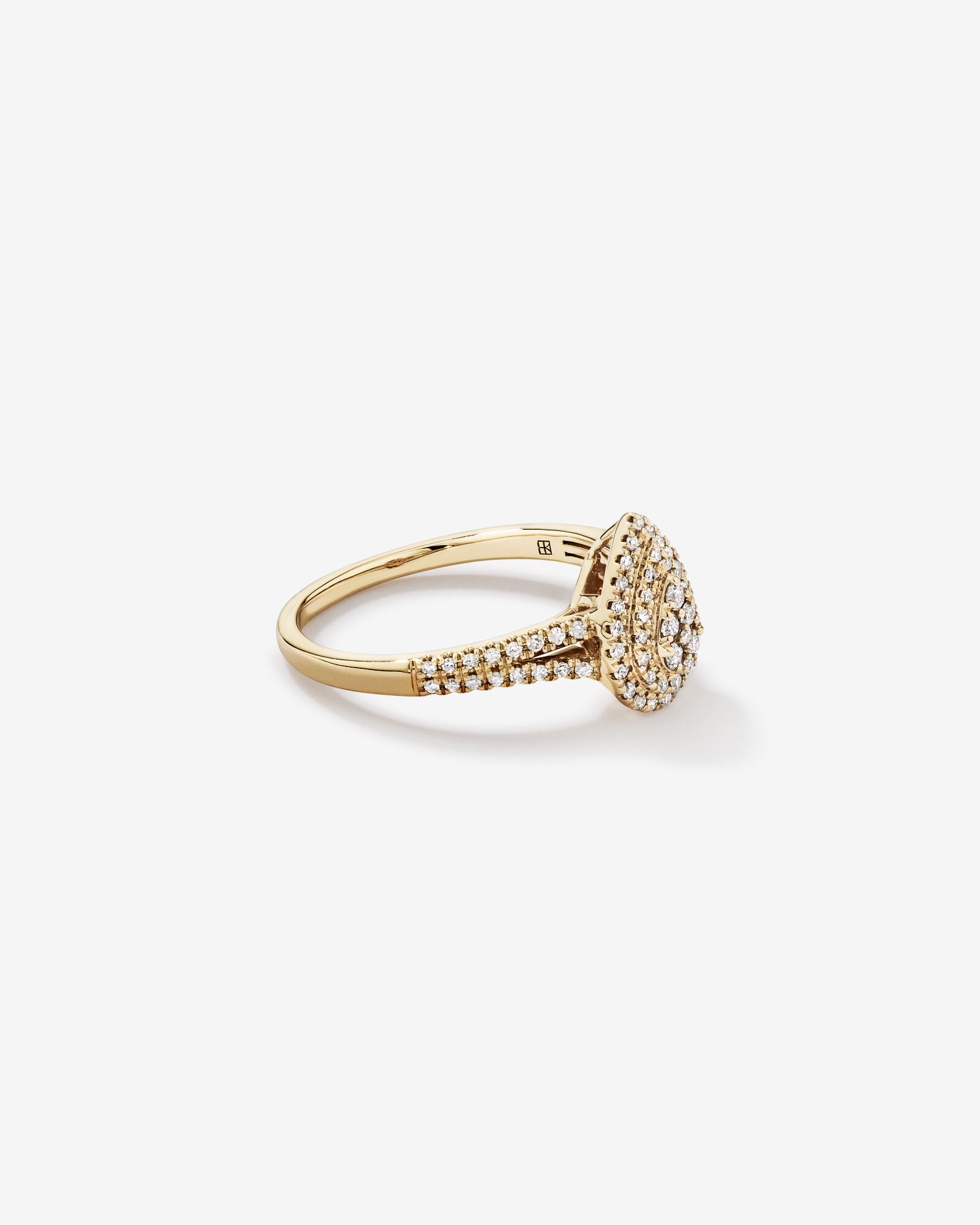 0.30 Carat TW Pear Shaped Cluster Diamond Halo Engagement  Ring in 10kt Yellow Gold