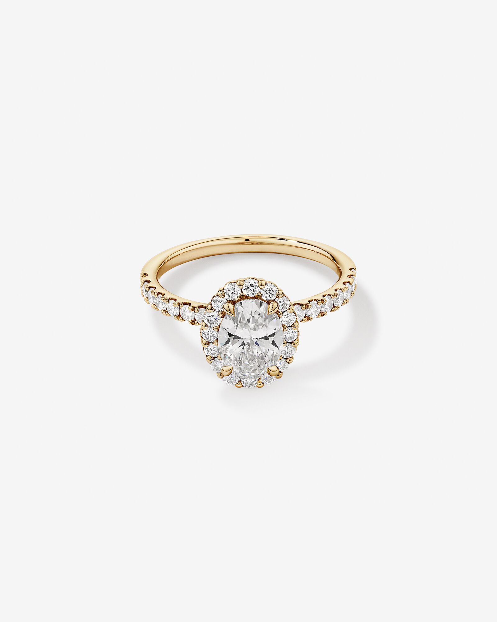 1.78 Carat TW Oval Laboratory-Grown Diamond Halo Engagement Ring in 14kt Yellow Gold
