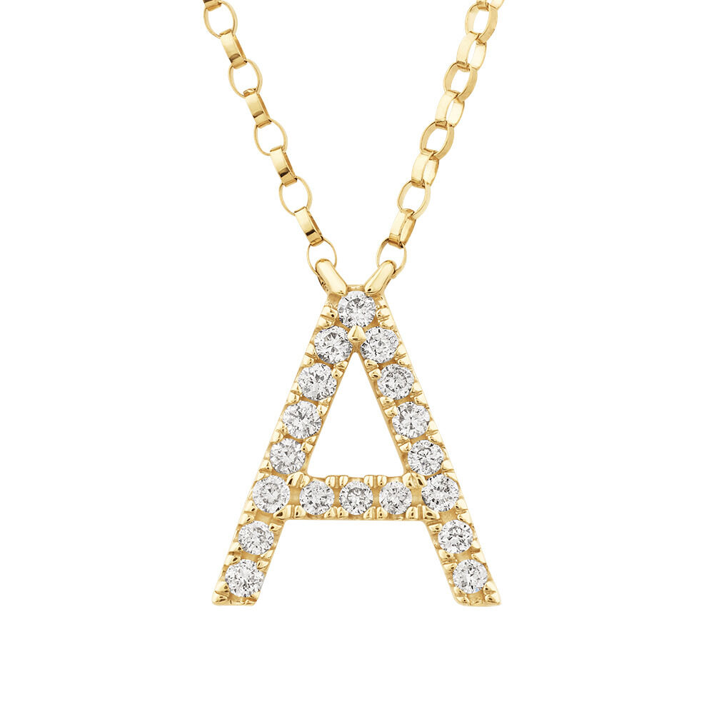 K Initial Necklace with 0.10 Carat TW of Diamonds in 10kt Yellow Gold