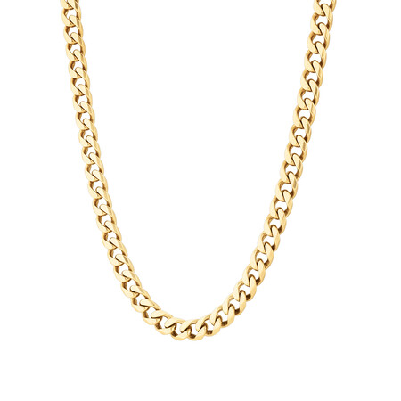 55cm (22") 7.5mm-8mm Width Solid Curb Chain in 10kt Yellow Gold