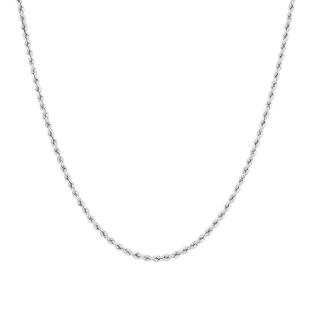 10K White Gold 5mm Round Rope Frame Rabbit Ear 18 Rope Chain Necklace DECADENCE TSK6497W3AA-18