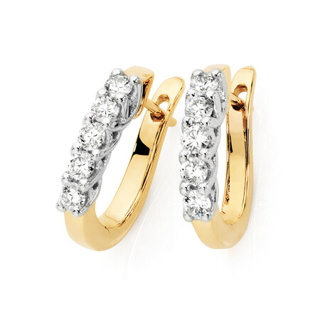 Hoop Earrings with 1/2 Carat TW of Diamonds in 18kt Yellow & White Gold Hoop Earrings with 1/2 Carat TW of Diamonds in 18kt Yellow & White Gold