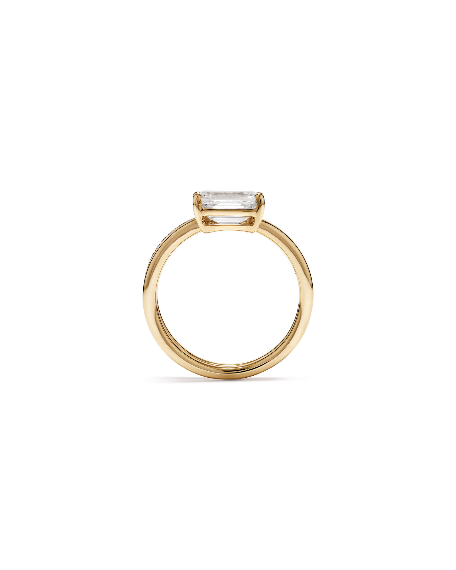 1.88 Carat TW East West Emerald Cut Lab-Grown Diamond Double Band Engagement Ring in 14kt Yellow Gold