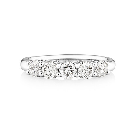 Evermore 5 Stone Wedding Band with 1 Carat TW of Diamonds in 14kt White Gold Evermore 5 Stone Wedding Band with 1 Carat TW of Diamonds in 14kt White Gold