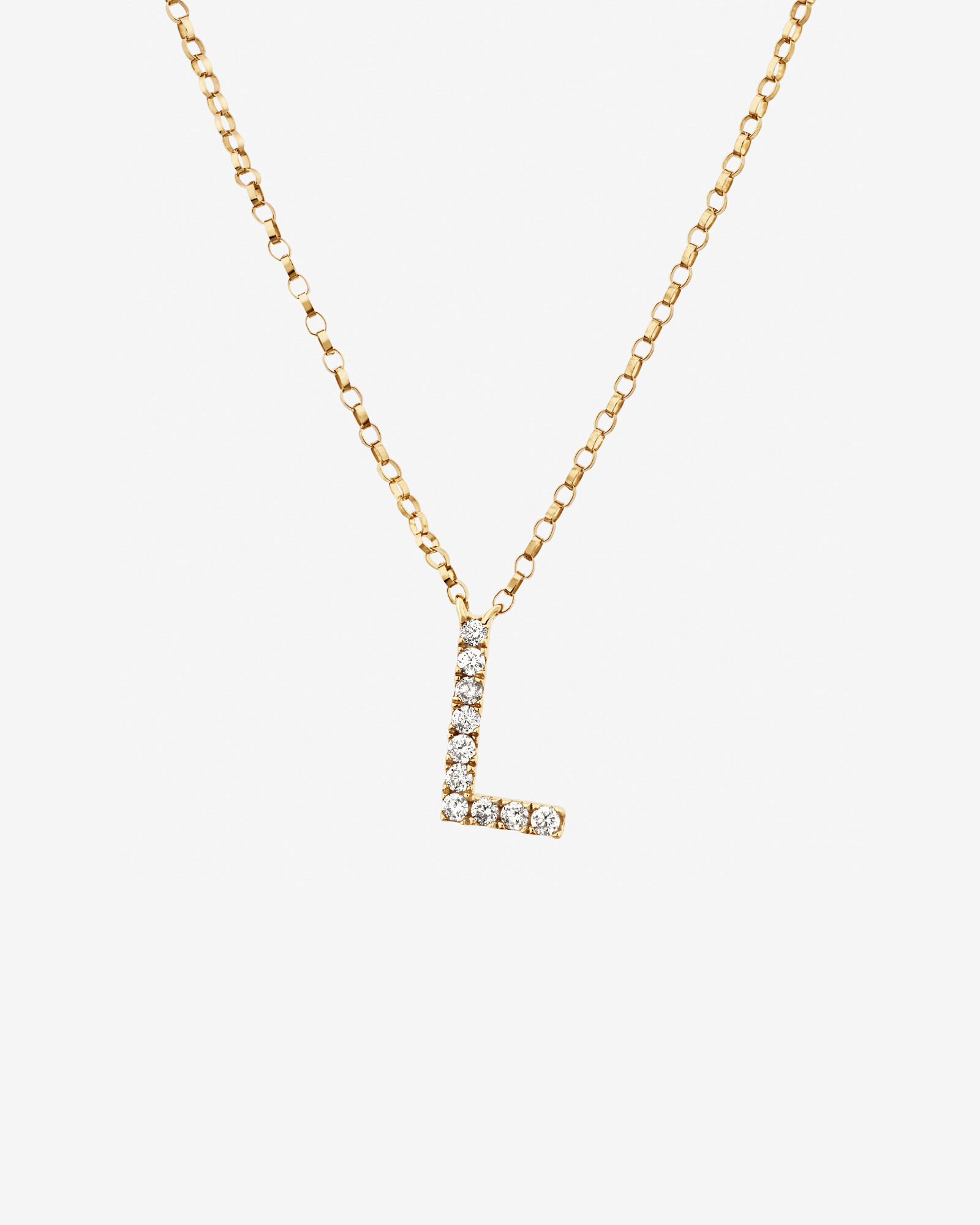 "L" Initial Necklace with 0.10 Carat TW of Diamonds in 10kt Yellow Gold