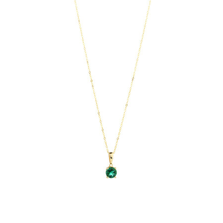 Pendant with Laboratory Created Emerald in 10kt Yellow Gold Pendant with Laboratory Created Emerald in 10kt Yellow Gold