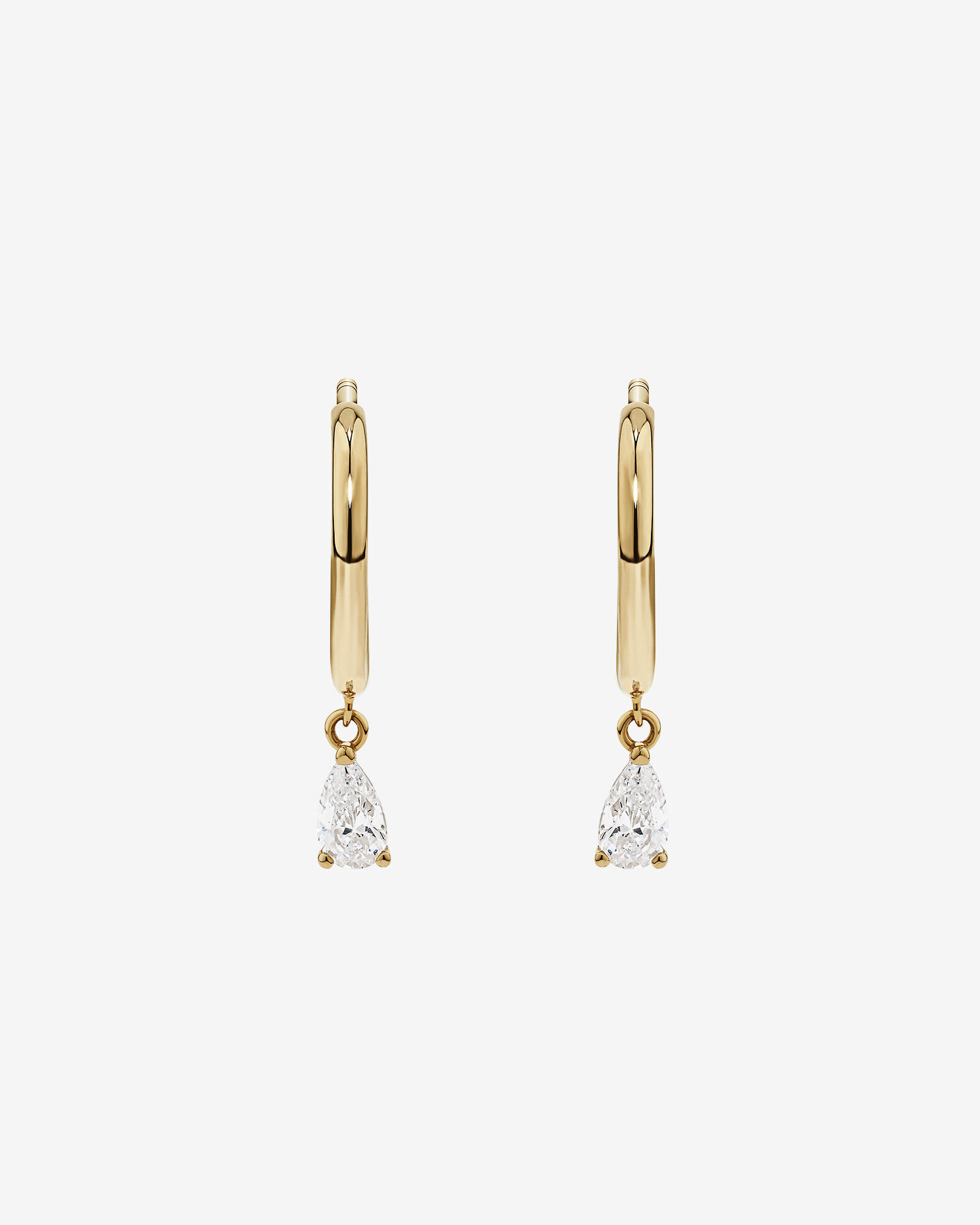 Pear Cubic Zirconia Charm Hoop Stud Earrings in 10kt Yellow Gold