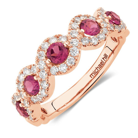 Ring with 0.46 Carat TW of Diamonds & Rhodolite Garnet in 14kt Rose Gold Ring with 0.46 Carat TW of Diamonds & Rhodolite Garnet in 14kt Rose Gold