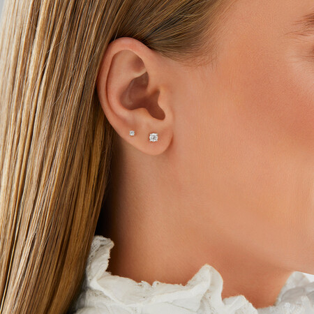 Stud Earrings with 0.085 Carat TW of Diamonds in 10kt White Gold Stud Earrings with 0.085 Carat TW of Diamonds in 10kt White Gold