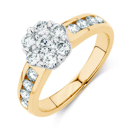 Engagement Ring with 1 Carat TW of Diamonds in 18kt Yellow & White Gold Engagement Ring with 1 Carat TW of Diamonds in 18kt Yellow & White Gold