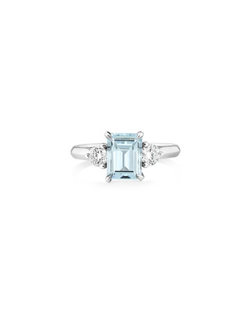 Ring with Aquamarine & 0.40 Carat TW of Diamonds in 10kt White Gold Ring with Aquamarine & 0.40 Carat TW of Diamonds in 10kt White Gold