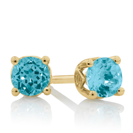 4mm Stud Earrings with Topaz in 10kt Yellow Gold