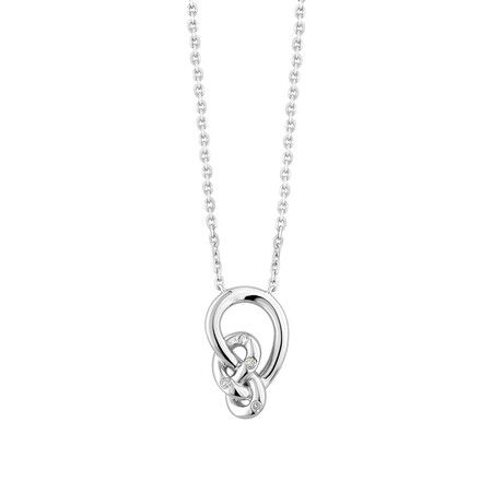 Mini Knots Necklace With Diamonds In Sterling Silver Mini Knots Necklace With Diamonds In Sterling Silver