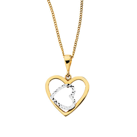 Heart Pendant in 10kt Yellow & White Gold