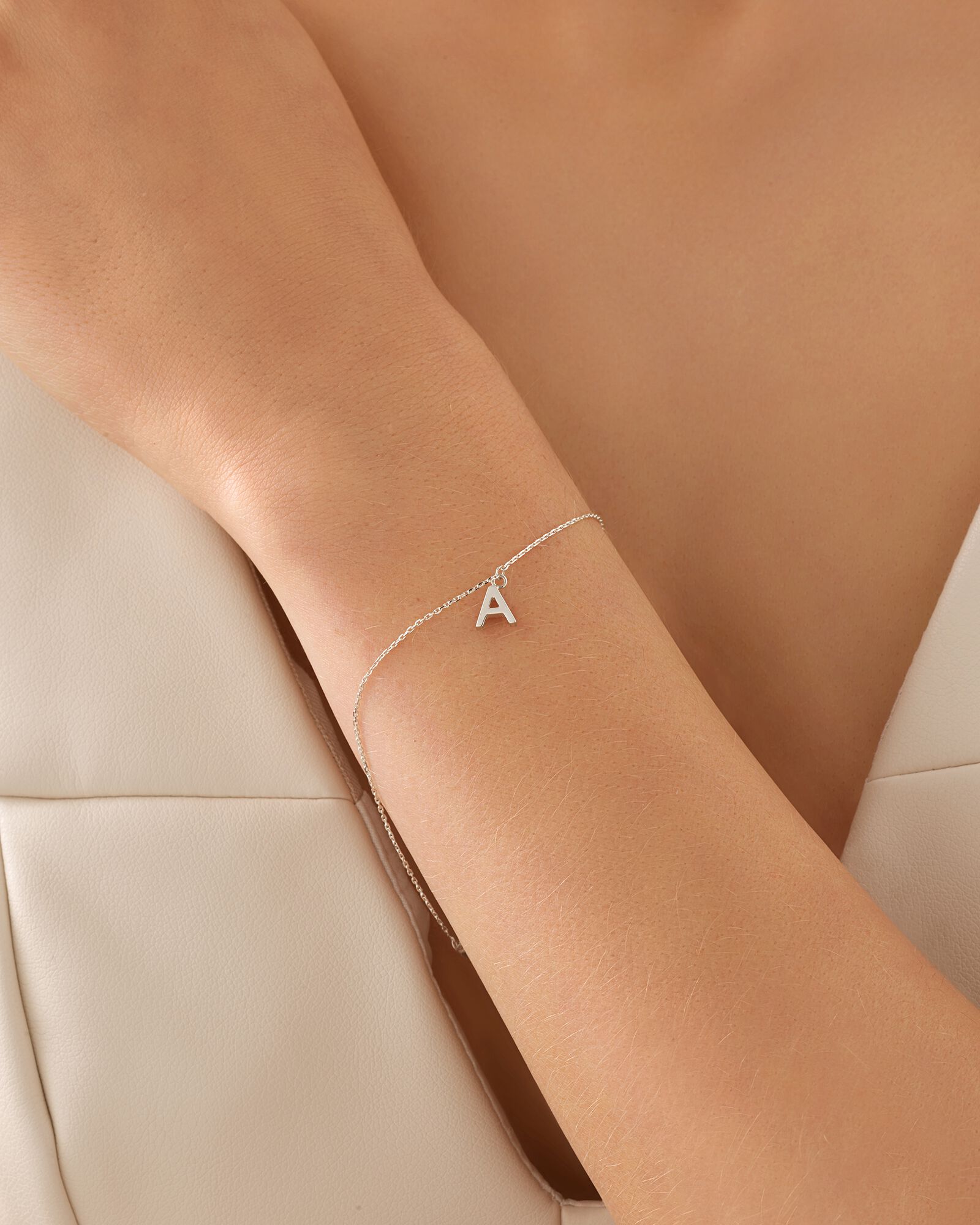 19cm (7.5") A Initial Bracelet in Sterling Silver