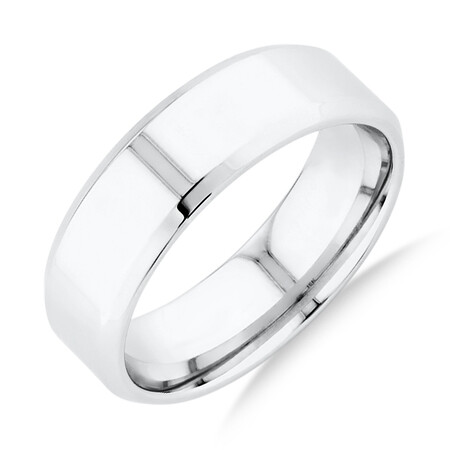 Flat Bevelled Wedding Band in 10kt White Gold Flat Bevelled Wedding Band in 10kt White Gold