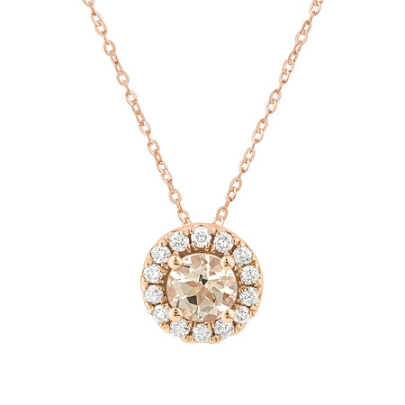 Pendant with Morganite & 1/7 Carat TW of Diamonds in 10kt Rose Gold Pendant with Morganite & 1/7 Carat TW of Diamonds in 10kt Rose Gold