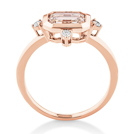 Morganite Bezel Ring with Diamonds in 10kt Rose Gold Morganite Bezel Ring with Diamonds in 10kt Rose Gold