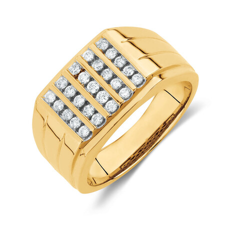 Men's Ring with 0.45 Carat TW of Diamonds in 10kt Yellow Gold Men's Ring with 0.45 Carat TW of Diamonds in 10kt Yellow Gold
