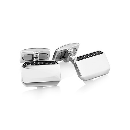 Cufflinks with Black Cubic Zirconia in Sterling Silver