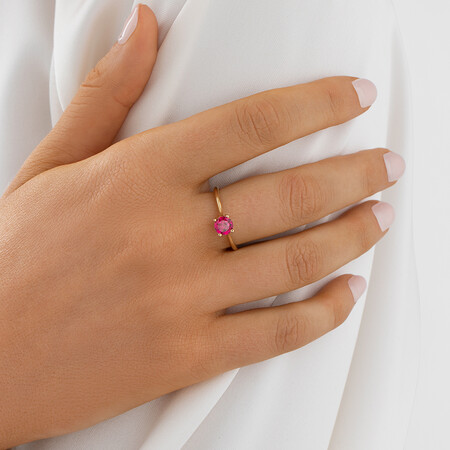 Ring with Created Ruby in 10kt Yellow Gold Ring with Created Ruby in 10kt Yellow Gold