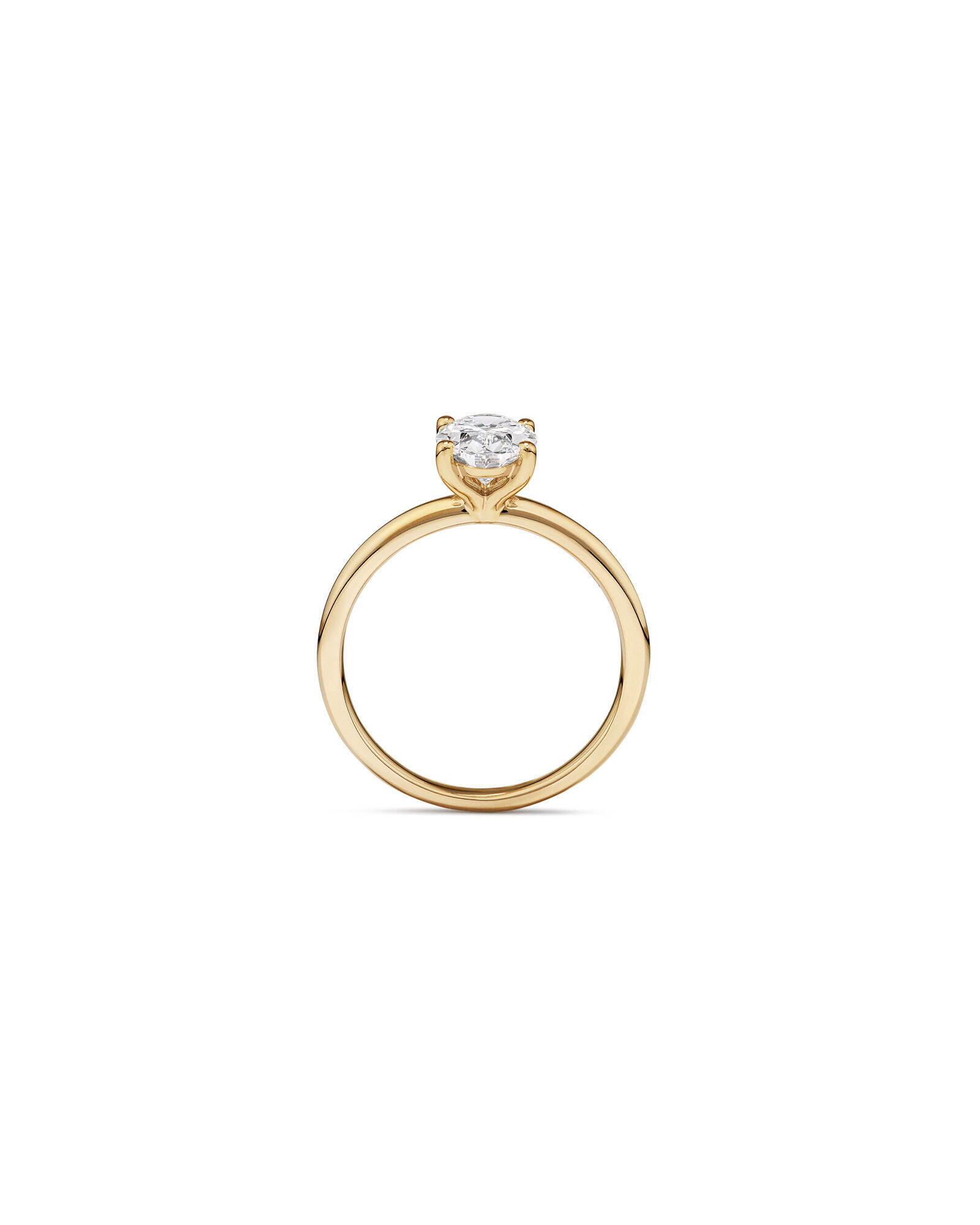 Bague de fiançailles solitaire ovale en diamant cultivé en laboratoire TW de 1,25 carat en or jaune 14 carats