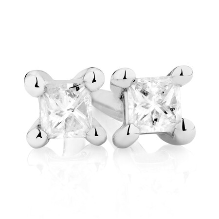 Stud Earrings with 0.085 Carat TW of Diamonds in 10kt White Gold Stud Earrings with 0.085 Carat TW of Diamonds in 10kt White Gold