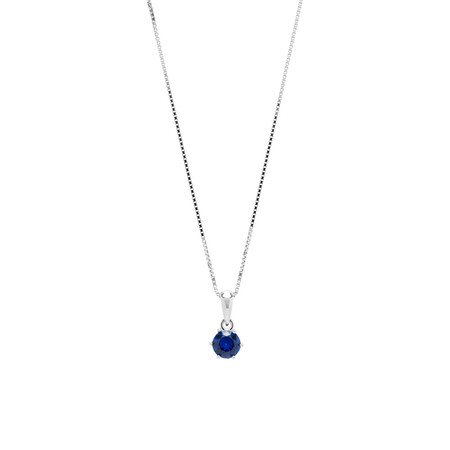 Circle Pendant with Dark Blue Cubic Zirconia in Sterling Silver Circle Pendant with Dark Blue Cubic Zirconia in Sterling Silver