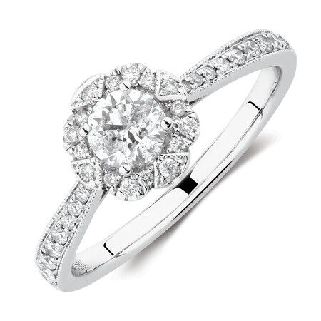 Engagement Ring with 0.61 Carat TW of Diamonds in 14kt White Gold