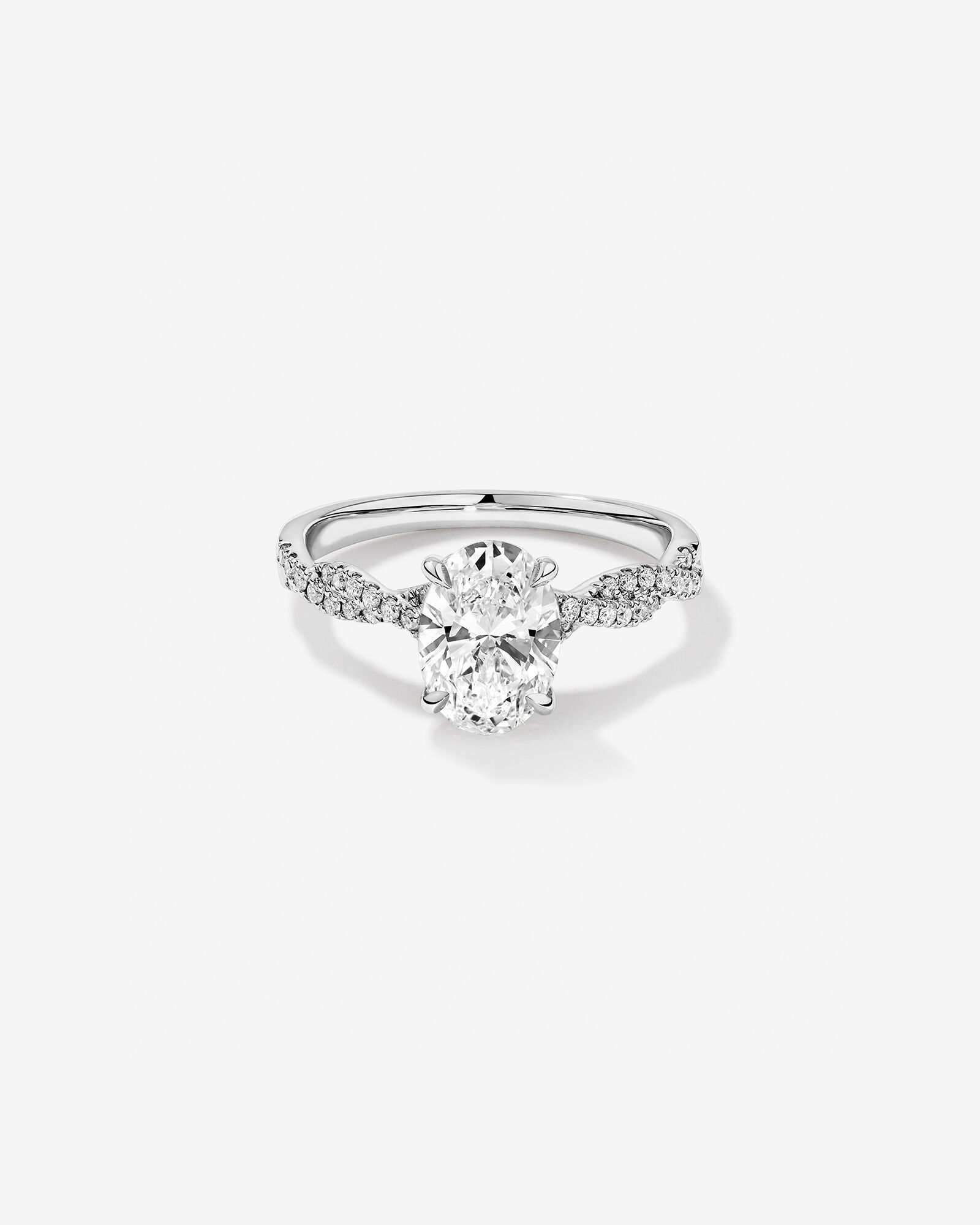 1.70 Carat TW Oval Cut Lab-Grown Diamond Twist Band Engagement Ring in 14kt White Gold