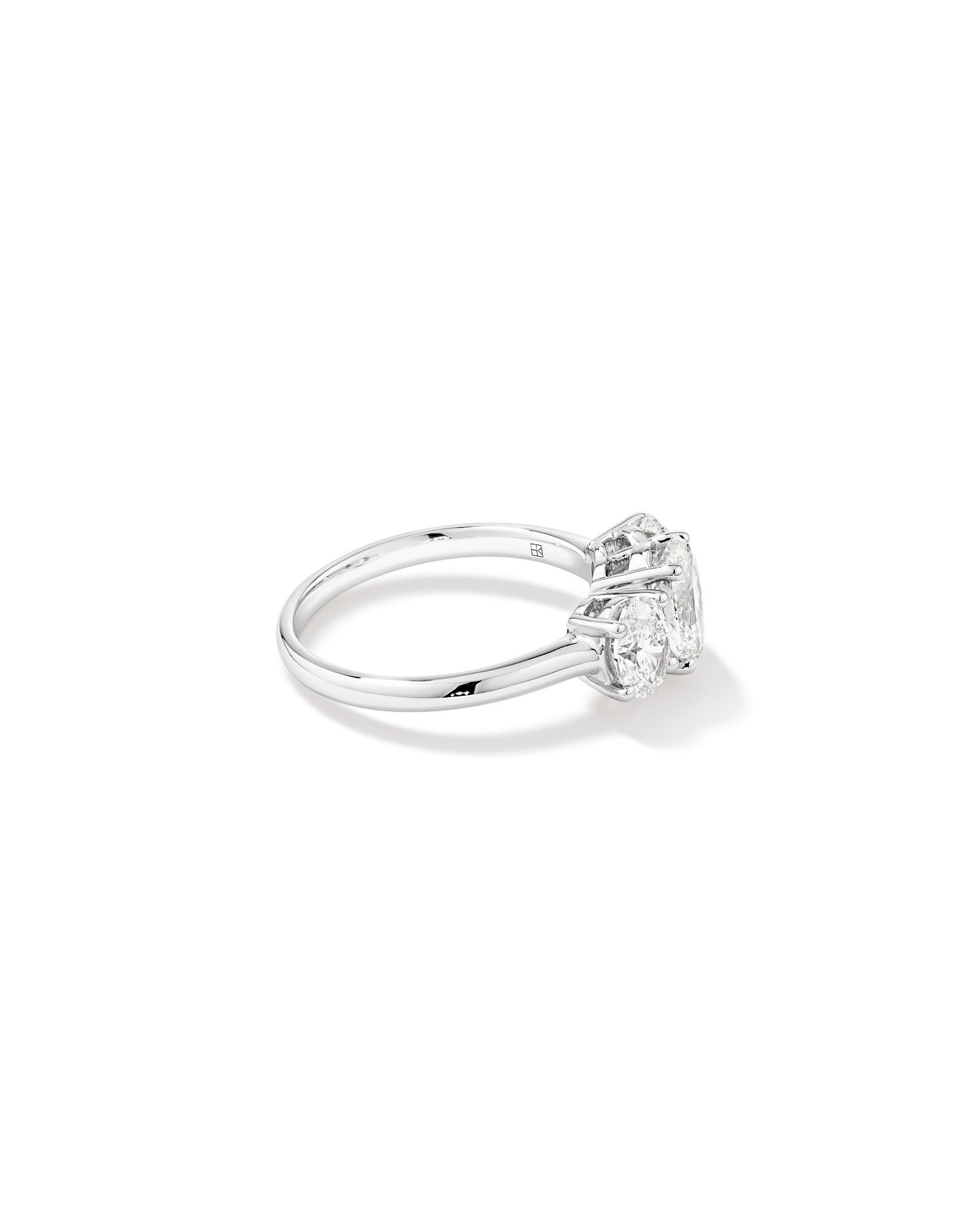 2 Carat Three Stone Oval Laboratory-Grown Diamond Engagement Ring In 14kt Gold