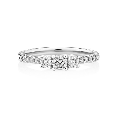 Prelude Three Stone Engagement Ring with 0.50 Carat TW of Diamonds in 10kt White Gold Prelude Three Stone Engagement Ring with 0.50 Carat TW of Diamonds in 10kt White Gold
