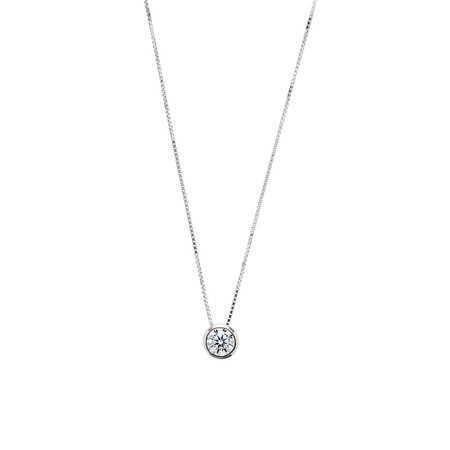 Circle Pendant with White Cubic Zirconia In Sterling Silver Circle Pendant with White Cubic Zirconia In Sterling Silver