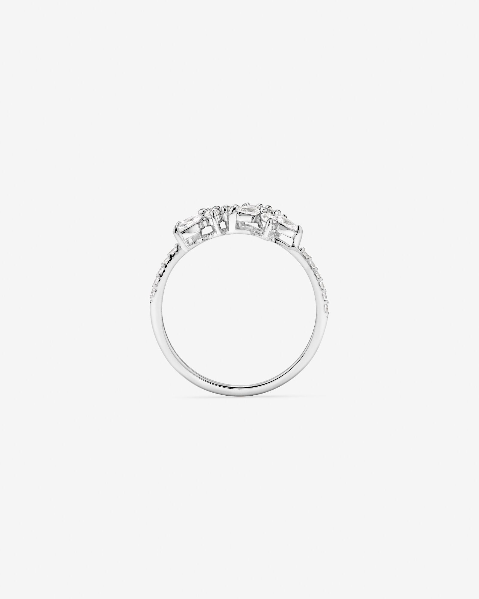 Floral Pavé Ring with Cubic Zirconia Sterling Silver