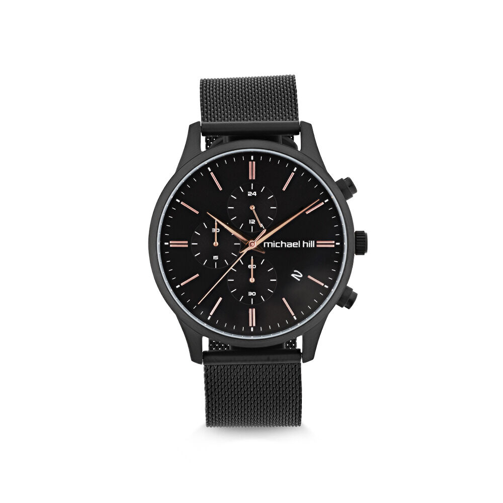 Men s Chronograph Watch in Black Tone Stainless Steel