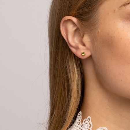 4mm Stud Earrings with Peridot in 10kt Yellow Gold 4mm Stud Earrings with Peridot in 10kt Yellow Gold