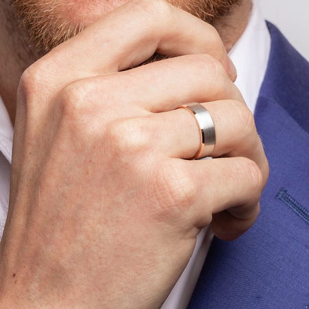 Men's Wedding Band in 10kt Rose & White Gold Men's Wedding Band in 10kt Rose & White Gold