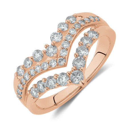 Three Row Chevron Ring with 3/4 Carat TW of Diamonds in 10kt Rose Gold Three Row Chevron Ring with 3/4 Carat TW of Diamonds in 10kt Rose Gold