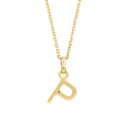P Initial Pendant in 10kt Yellow Gold