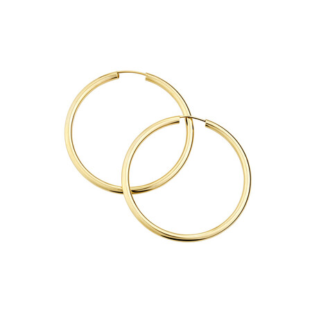 35mm Flexible Clasp Hoop Earrings in 10kt Yellow Gold 35mm Flexible Clasp Hoop Earrings in 10kt Yellow Gold